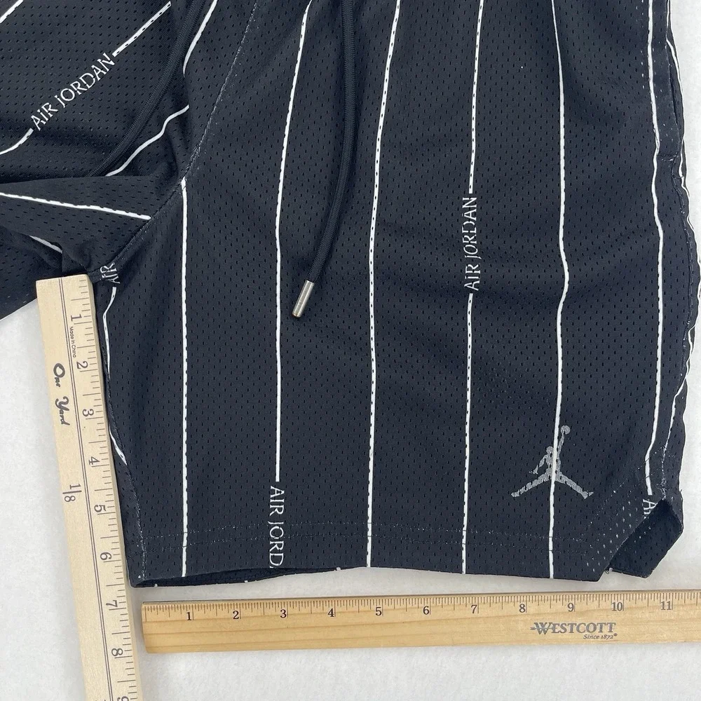 Jordan Essential Printed Shorts Mens S Black Basketball Pinstripes Mesh Retro